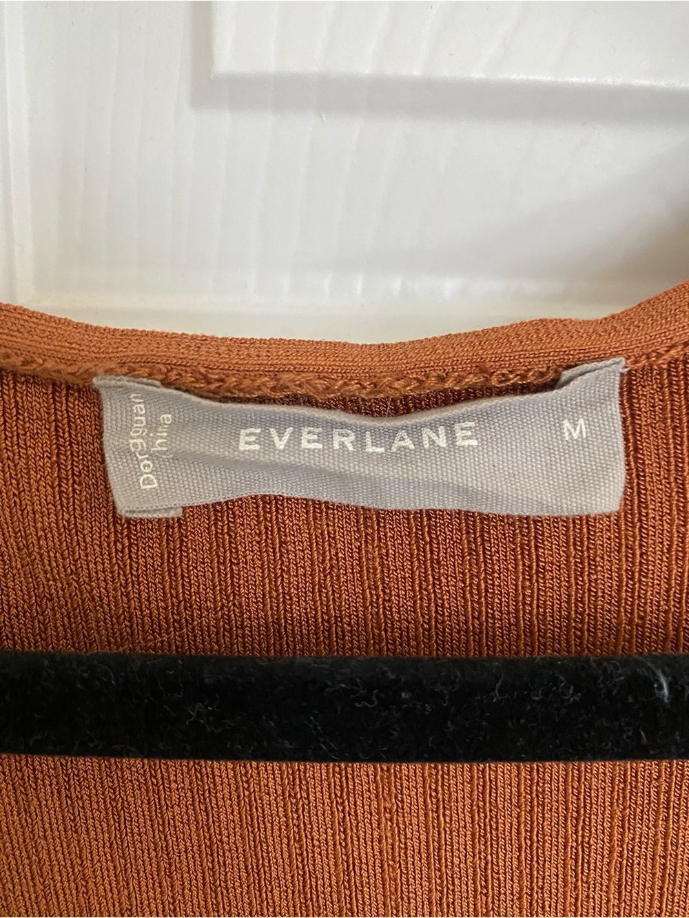 Everlane Ribbed Scoop-Neck Long Sleeve Top in Rust - Picture 2 of 3